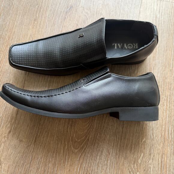 Royal Men’s Black Slip On Dress Shoes Loafers Square Toe Size 42 / US 9 main image 4